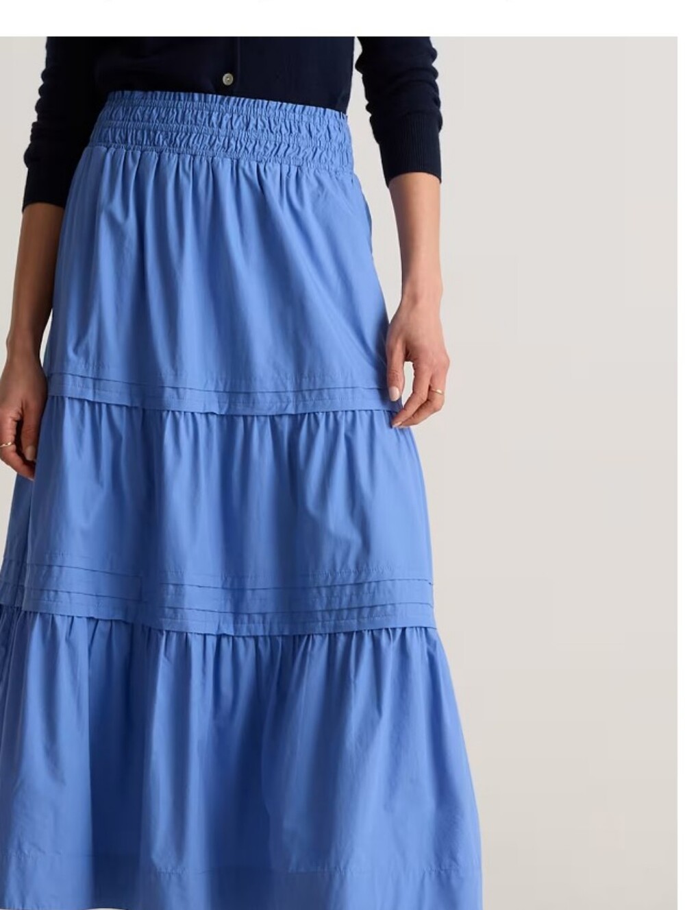 Quince Sky Blue Tiered Cotton Poplin Maxi Skirt